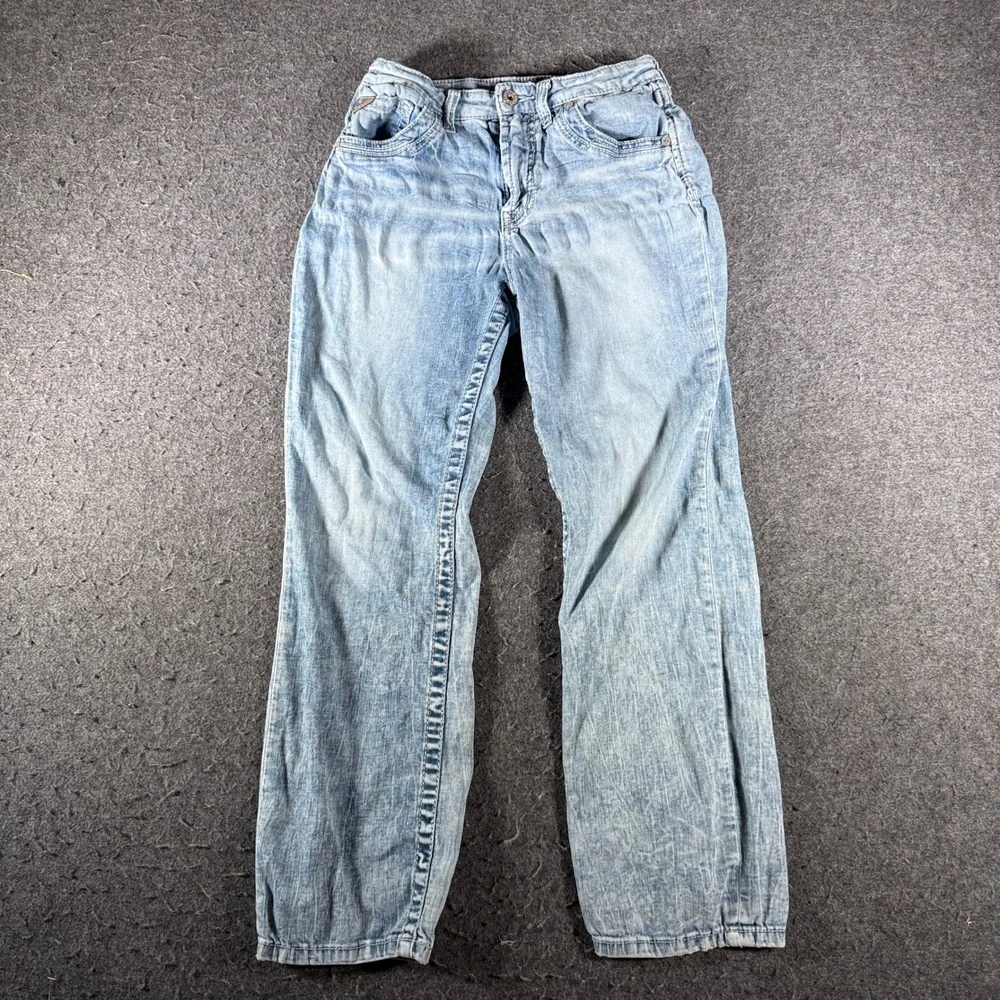 Salvage Supply Co Youth Reckless Straight Jeans Light Wash Embroidered Size 16